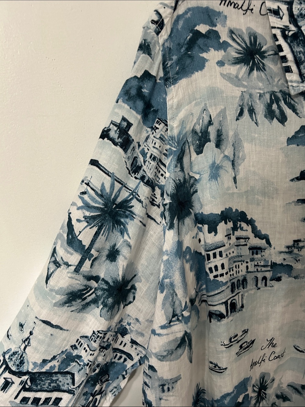 Cynthia Rowley Linen Blouse Women’s 3X Amalfi Coast Roll Sleeve Blue Popover - Picture 6 of 15